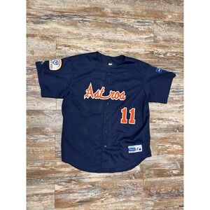Vintage 90's Majestic Astros Pony League Button Up Mesh Jersey Mens Size XL
